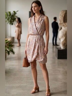 Sara Berman 100% Silk Multicolor Confetti Mini Dress size Large